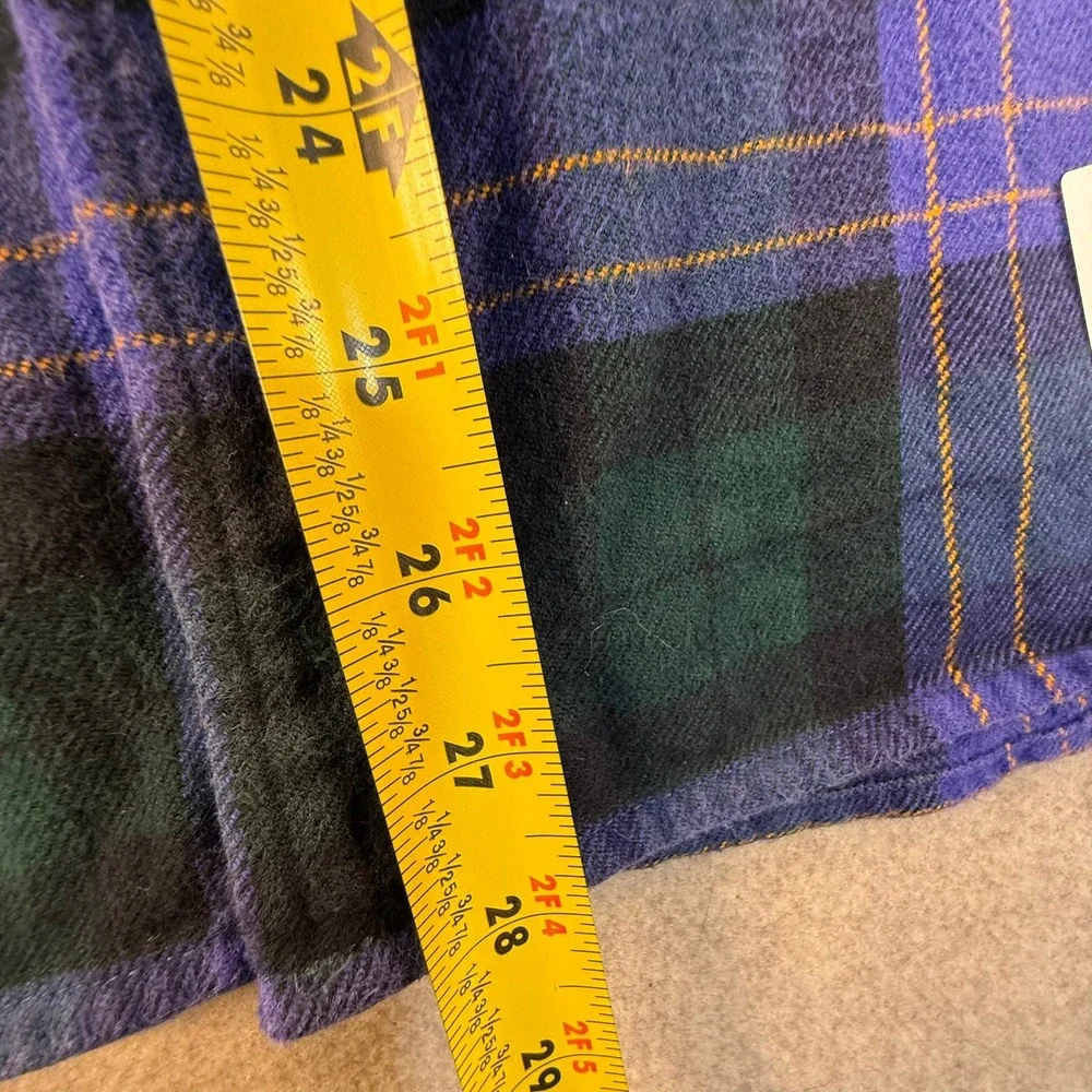 The North Face Mens Purple Green Plaid Flannel Button Down Shirt Medium